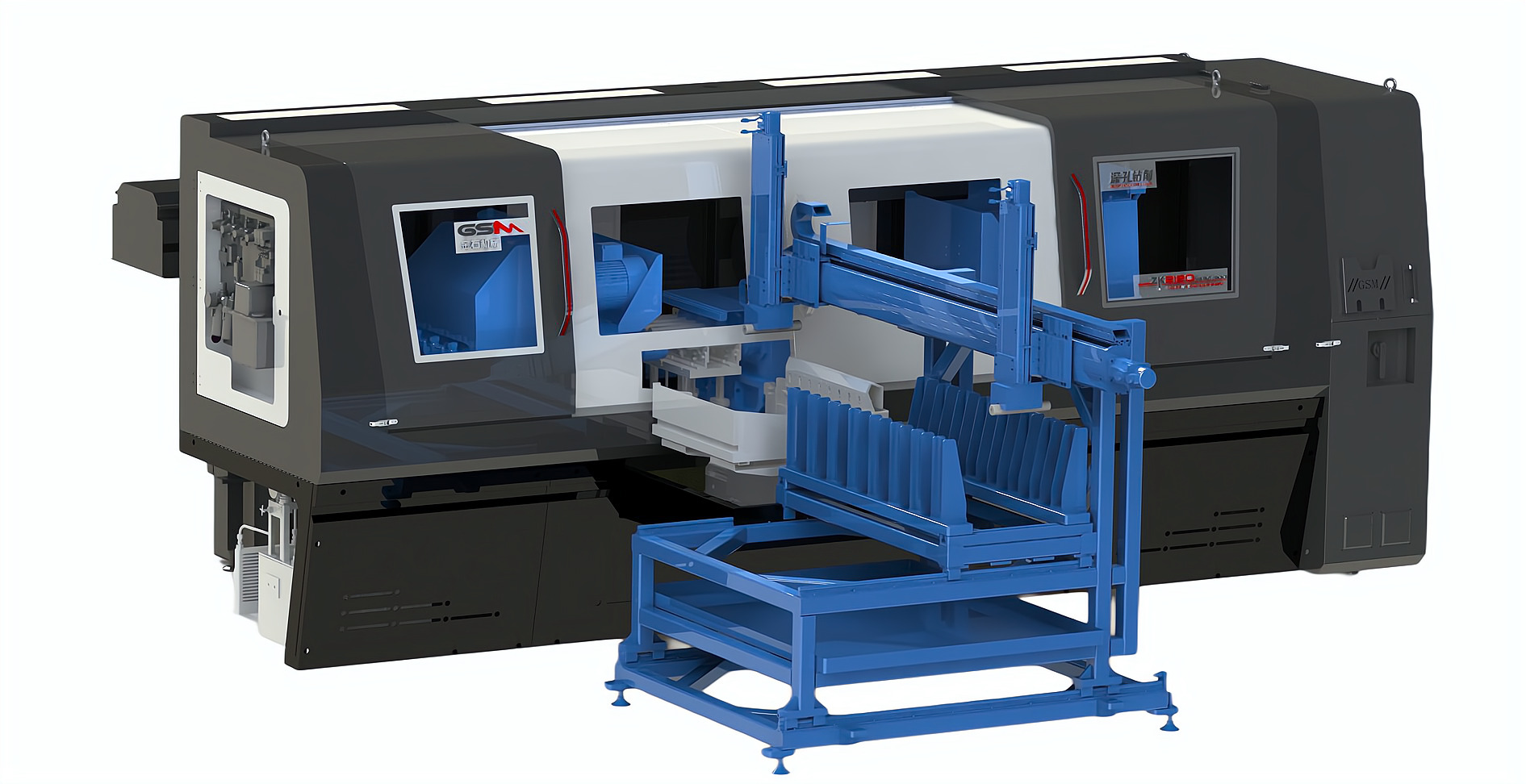 ZK2120×4B/500A 深孔鉆自動化機型加工新能源電機軸,單機自動化